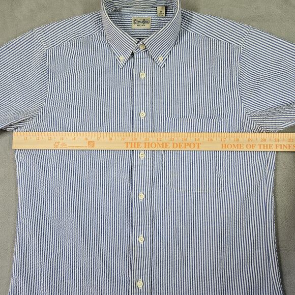 Gitman Bros Seersucker Shirt Mens M Button Down Short Sleeve Business Striped - Picture 11 of 14